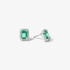 White gold rectangular emerald studs with diamonds