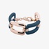 brass chain bracelet with square  links and blue finish