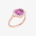Δαχτυλίδι σε σχήμα καρδιάς με ροζ ζαφείρι και διαμάντια