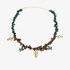 Malachite and tiger eye necklace with gold plated cactuses