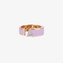 Fashionable pink gold "Α" band ring with purple enamel and diamonds