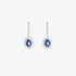 White gold diamond earrings with dangling sapphire rosettes