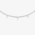 White gold diamond tennis necklace with dangling diamond hearts