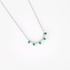 White gold thin chain necklace with diamonds and emerald spikes