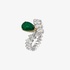 White Gold Tiara Ring with Pear Emerald and Marquise cut diamonds Band  Diamond Look