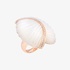Exotic leaf ring made of pearl with diamonds