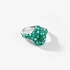 Green pave ring with emeralds and diamonds
