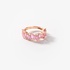 Pink gold half band ring with pink sapphires and diamonds