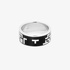 Silver men's ring with black enamel T maze