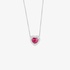 white gold ruby pendant with an outline of diamonds