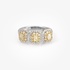 White gold ring with a triplet of baguette diamonds in gold setting