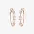 Pink gold thin hoops with baguette diamonds