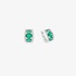 White gold emerald hoops with diamonds