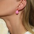 Mini pink drop earrings in silver, brass and enamel