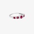 White gold half band ring with rubies and diamonds