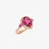 Pink gold rubellite ring with pink sapphires and diamonds