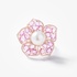 Big flower ring with pink sapphires and a pearl