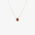 Modern gold pear pendant with ruby