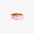 Fashionable pink gold "C" band ring with pink enamel and diamonds