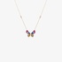 18K Rose Gold Multicolor Sapphire Butterfly Necklace with Brilliant-Cut Diamonds
