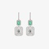 Square diamond earrings with emeralds