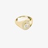 Gold oval chevalier ring with diamonds