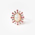 Opal ring with aquamarines and pink tourmalines