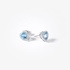 White gold heart shaped studs with blue topaz and diamonds