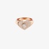 Pink gold heart chevalier ring with diamonds