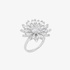 white gold flower ring with diamonds