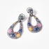 White gold long earrings with pave diamonds and colourful sapphires