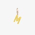 Fashionable small gold "M" pendant with yellow enamel and diamonds