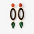 Fashionable silver earrings with wood ,coral and malachite