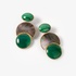 Fashionable silver earrings with malachite, mother of pearl and green onyx