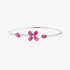 Delicate white gold ruby flower bangle with diamonds