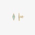 Gold rhombus shaped studs with turquoise and diamonds