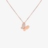 Pink gold  butterfly pendant with half side diamonds