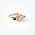 Pink gold ring with malachite and diamonds