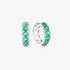 White gold emerald hoops with diamonds