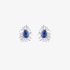 White gold sapphire studs with baguette diamonds