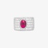 Impressive white gold ring with diamonds and ruby cabochon