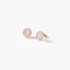 Small pink gold round studs with baguette diamonds