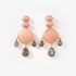 Fashionable silver earrings with pink and grey rhodochrosite