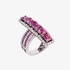 Modern ring in white gold with pink tourmaline and pink sapphires