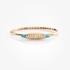 Pink gold bangle bracelet with turquoise and diamonds