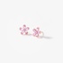 Small pink gold flower studs with pink sapphire petals