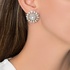 White gold flower like studs with pearls and diamonds
