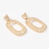 Gold long oval earrings with yellow diamonds