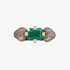 Gold emerald cat ring with brown diamonds