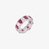 White gold band ring with rubies and baguette diamonds
